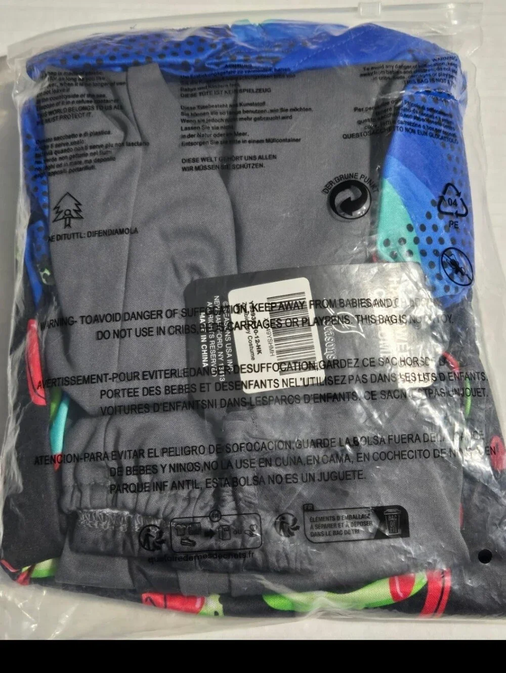 Boys Glow inthe Dark Zombie Costume Size Large 10-12 Halloween Shirt & Pants NIP